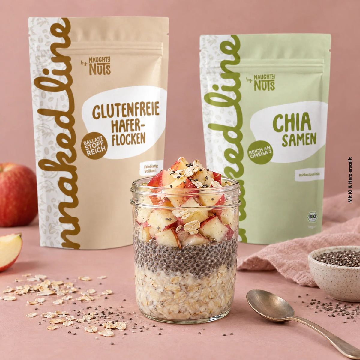 Overnight Oats mit glutenfreien Haferflocken und Chia aus dem Good Gut Bundle.