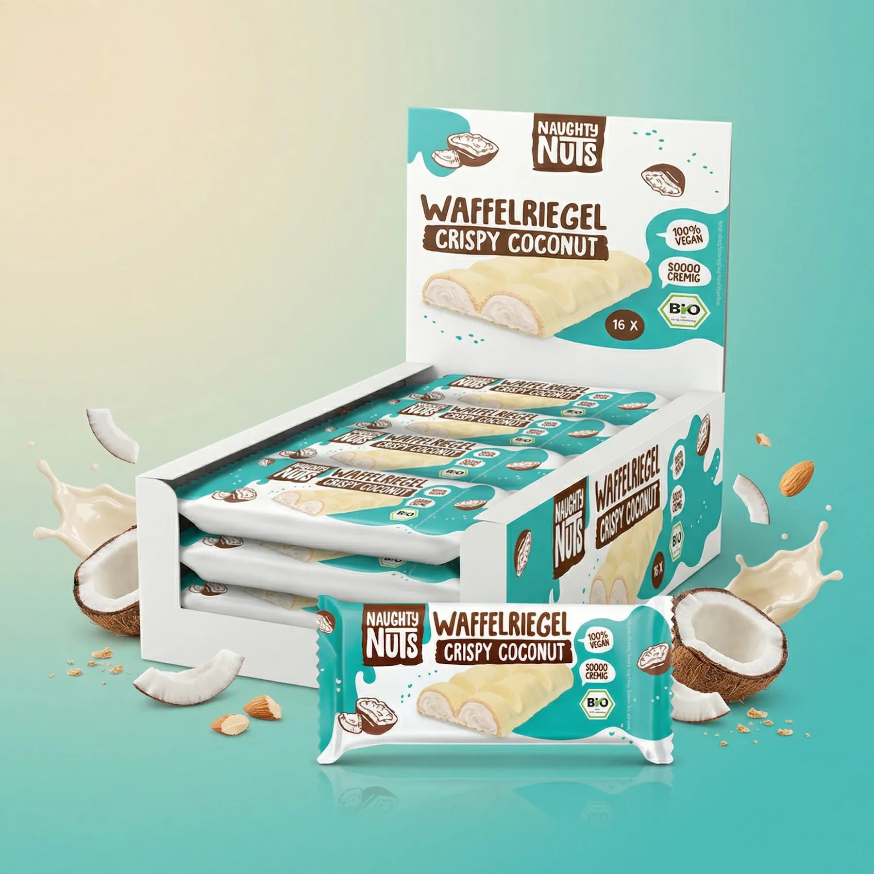 Naughty Nuts Waffelriegel Bio Schoko-Waffelriegel Crispy Coconut